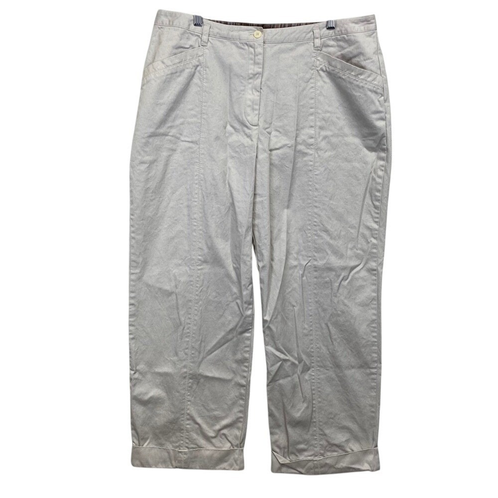 J Jill Women's Tan‎ Crop Pants Comfort Fit Casual Trousers Size 16 Cuffed Hem